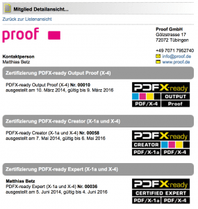 proof GmbH pdfx-ready certifications for PDF/X-4 and PDF/X-1a