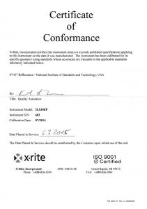 X-Rite Spectroproofer certificate Proof GmbH