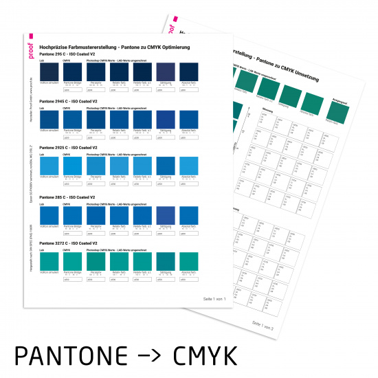 Optimised CMYK implementation of spot colours as PANTONE, RAL, HKS, Oracal and more