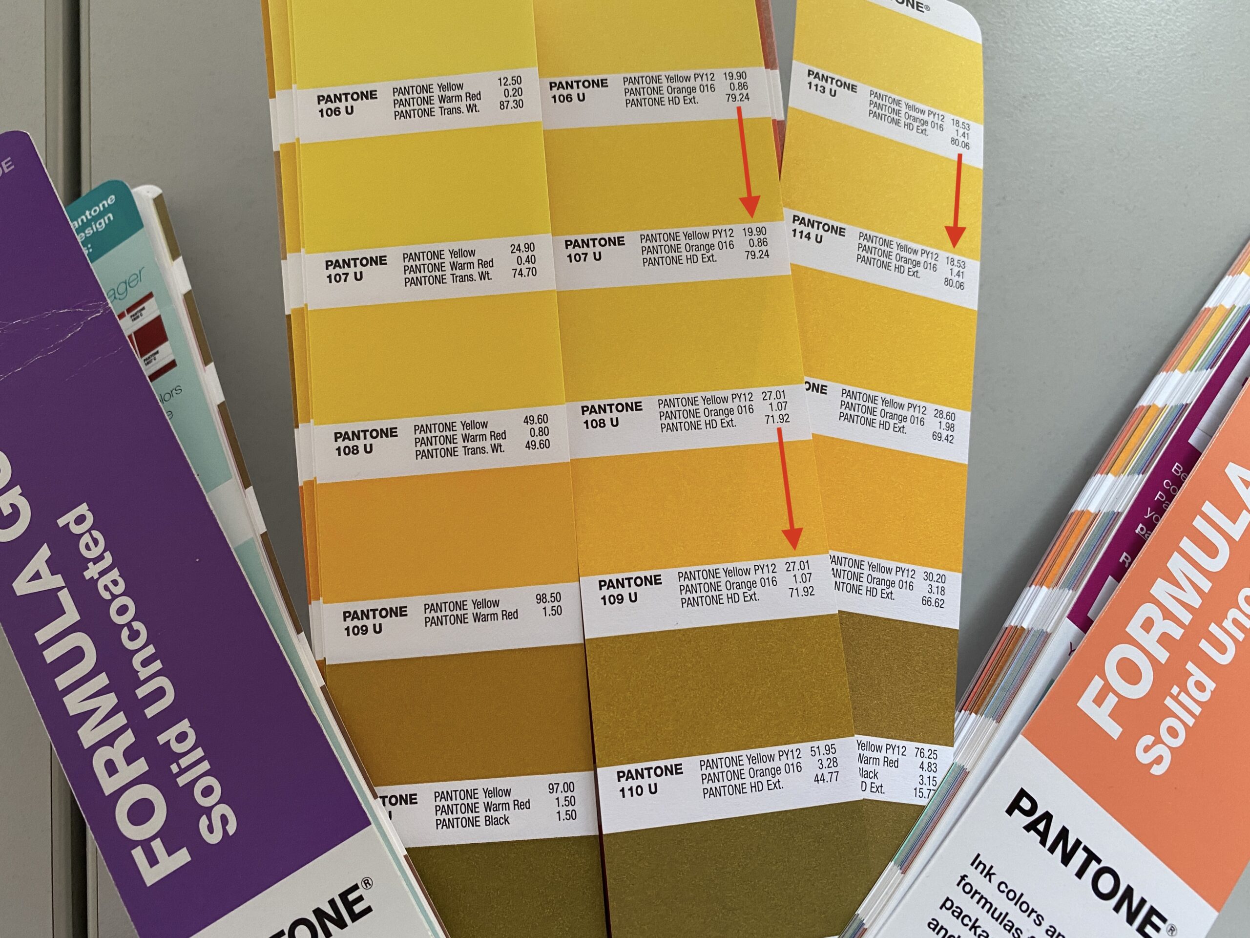 pantone color chart yellow