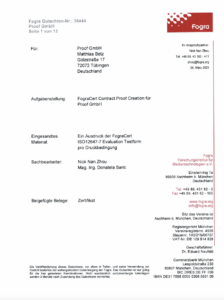 Proof.de Fogra Certificate für Contract Proof Creation 2025
